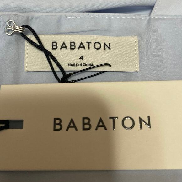 NEW Aritzia Babaton Blue Sleeveless Slit Square Neck Midi Sheath Dress Size 4 - Picture 4 of 5